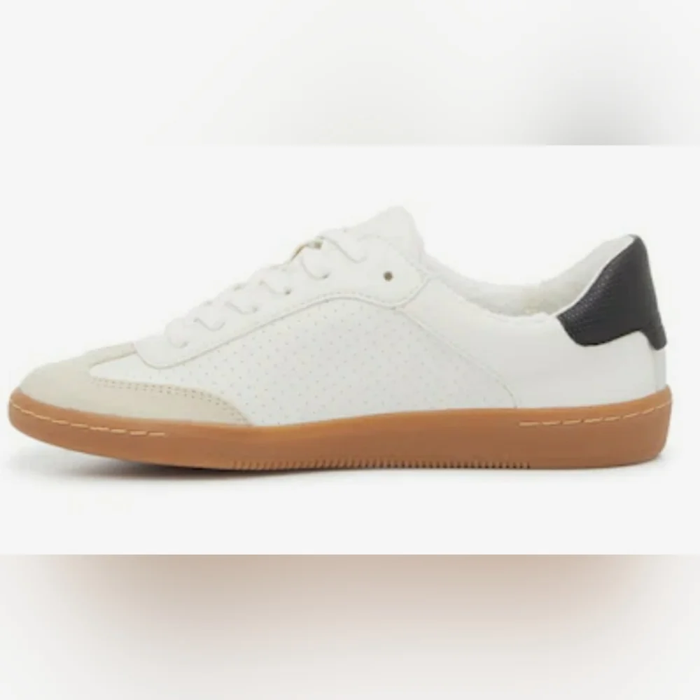 Dolce Vita - White Black Leather Taupe Suede Stella Nadia Sneaker sz 7.5